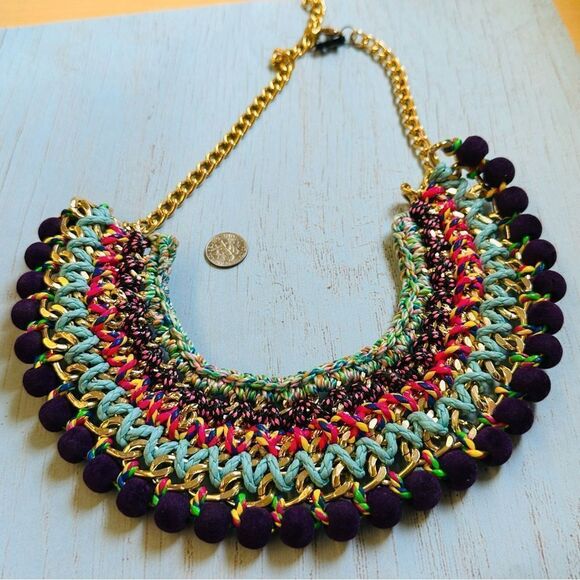 MGB Crocheted Colorful Boho Statement Necklace - Picture 4 of 4